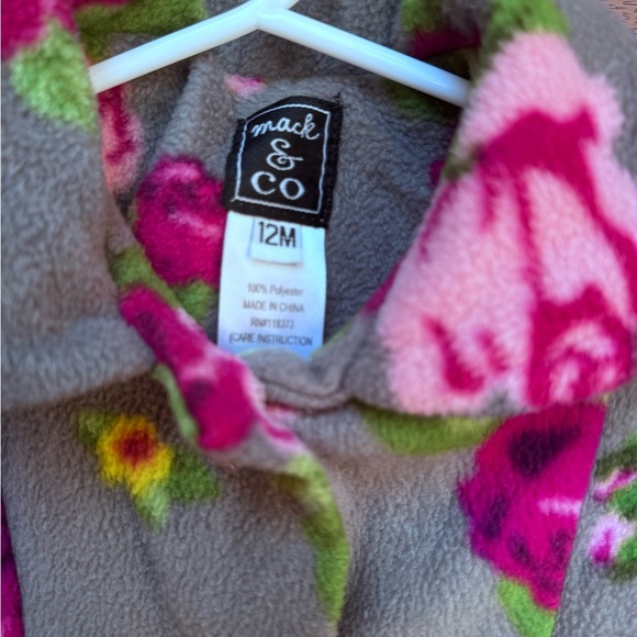 Girls' Mack & Co Floral Fleece Jacket - Gray and Purple 12 mo - Picture 3 of 4